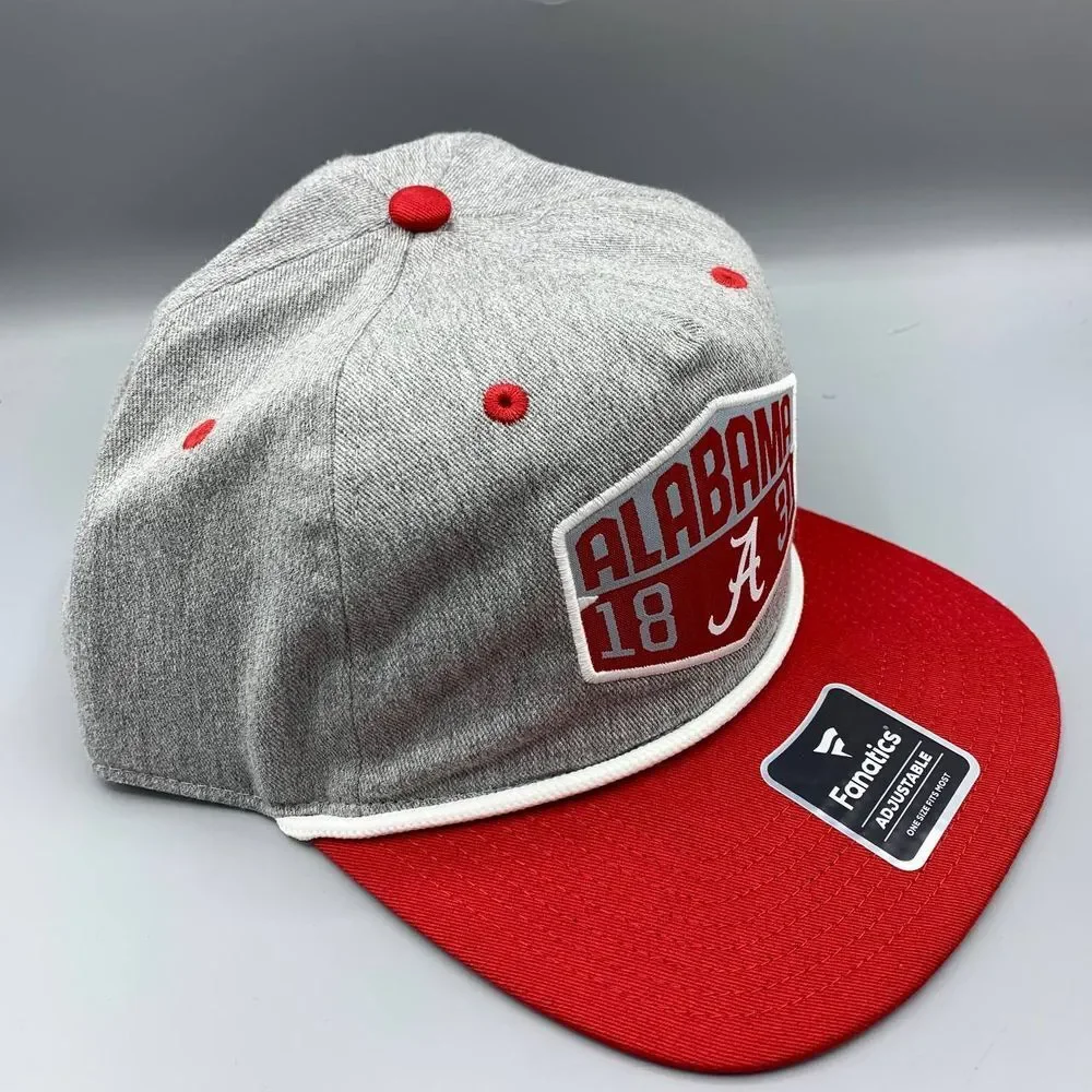 Alabama Crimson Tide Hat Men Gray Red Fanatics Snap‎ Back Cap Cotton